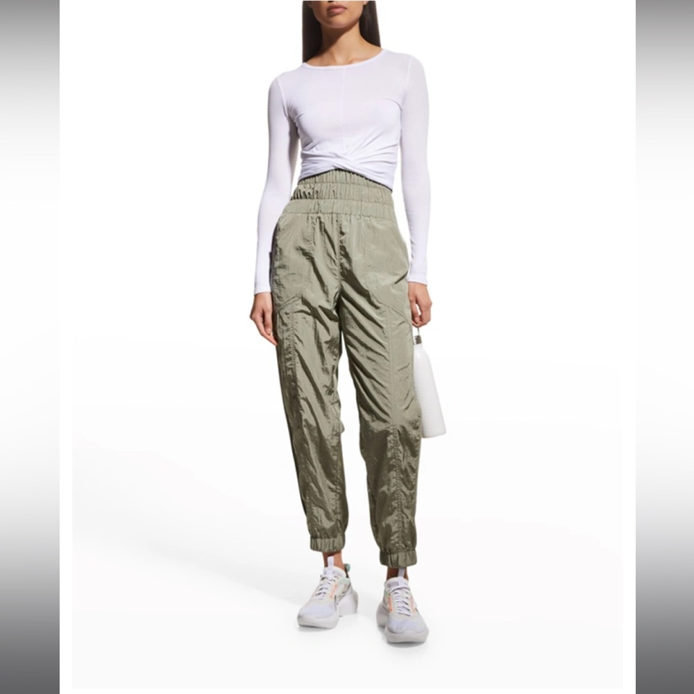 NWT Free People Movement The Way Home Smocked Joggers - Army - Size Small